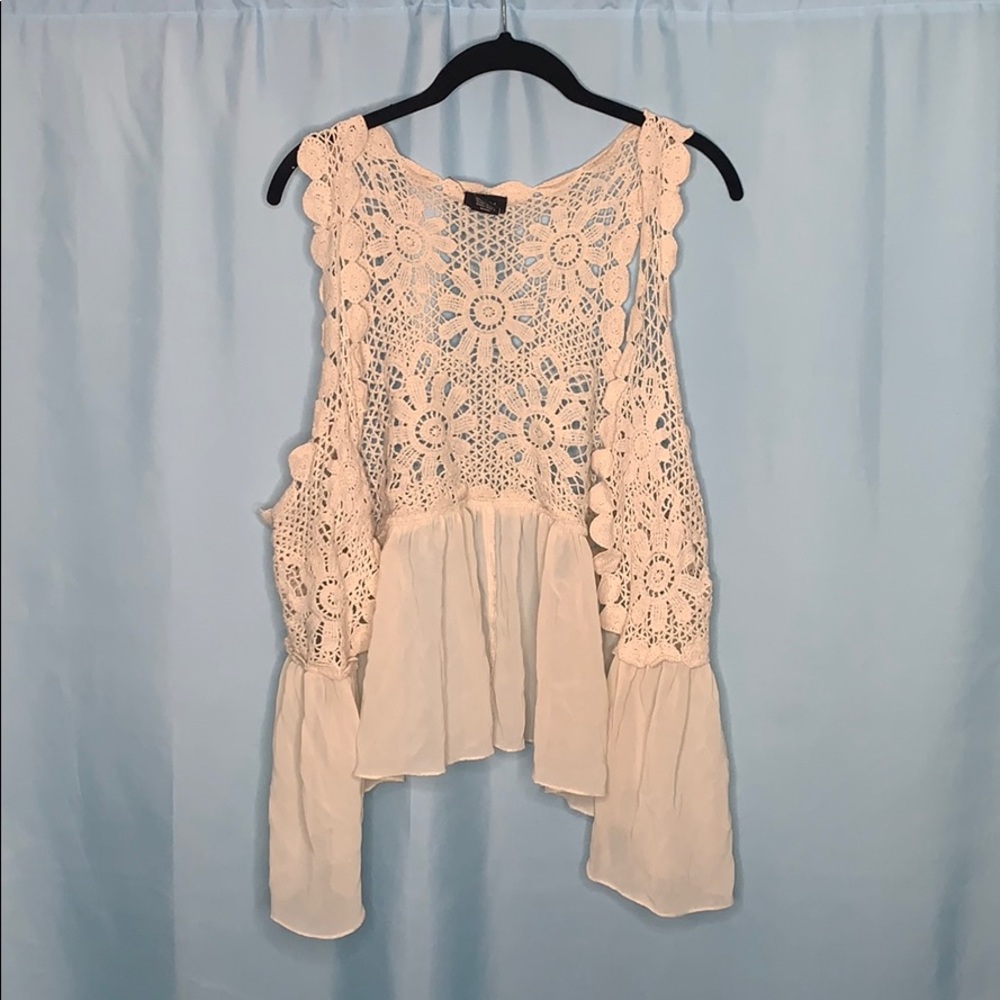 cream, floral, knit sweater